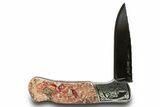 Pocket Knife with Leopard Stone Inlays #370813-2